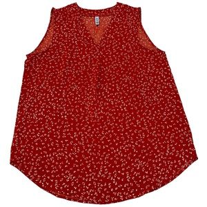 Quezhu red sleeveless women's size M blouse loose fit office workwear